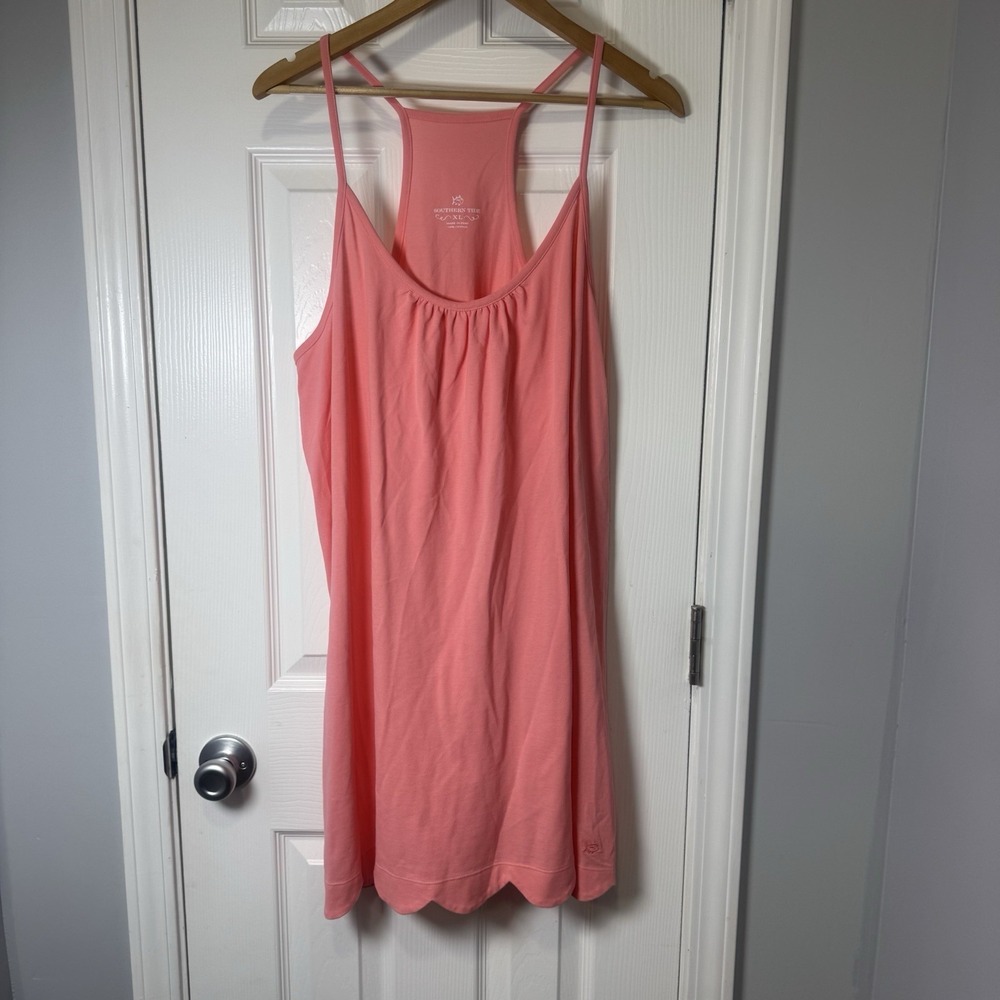 Southern Tide Sea Breeze Knit Dress Pink Coral Scalloped‎ Hem Women's XL NWT $98